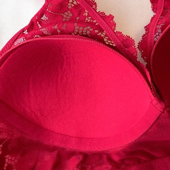 Maidenform Lightly Lined Convertible Lace Bralette Wireless 34B Red DM1188 NWT - Picture 8 of 8